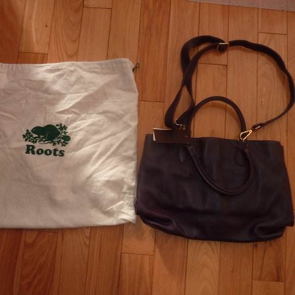 Roots Daily Double Pongo Leather Eggplant Purple Leather Purse - Picture 3 of 8